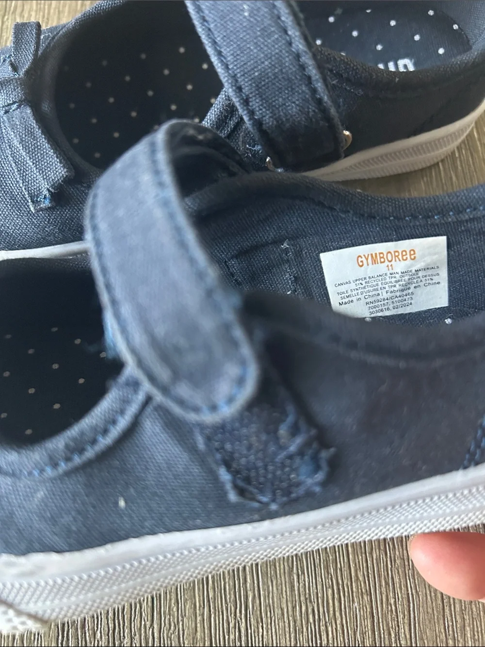Gymboree Dark Blue Canvas Mary Jane Shoes with Bow, Like New, Sz. 11.